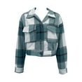 thumbnail image 5 of Baqcunre Jackets For Women Plaid Tops Shirts For Womens Casual Long Sleeve Short Vintage Pocket Slouchy Crop Tops Womens Fall Fashion 2023 Green XL, 5 of 5