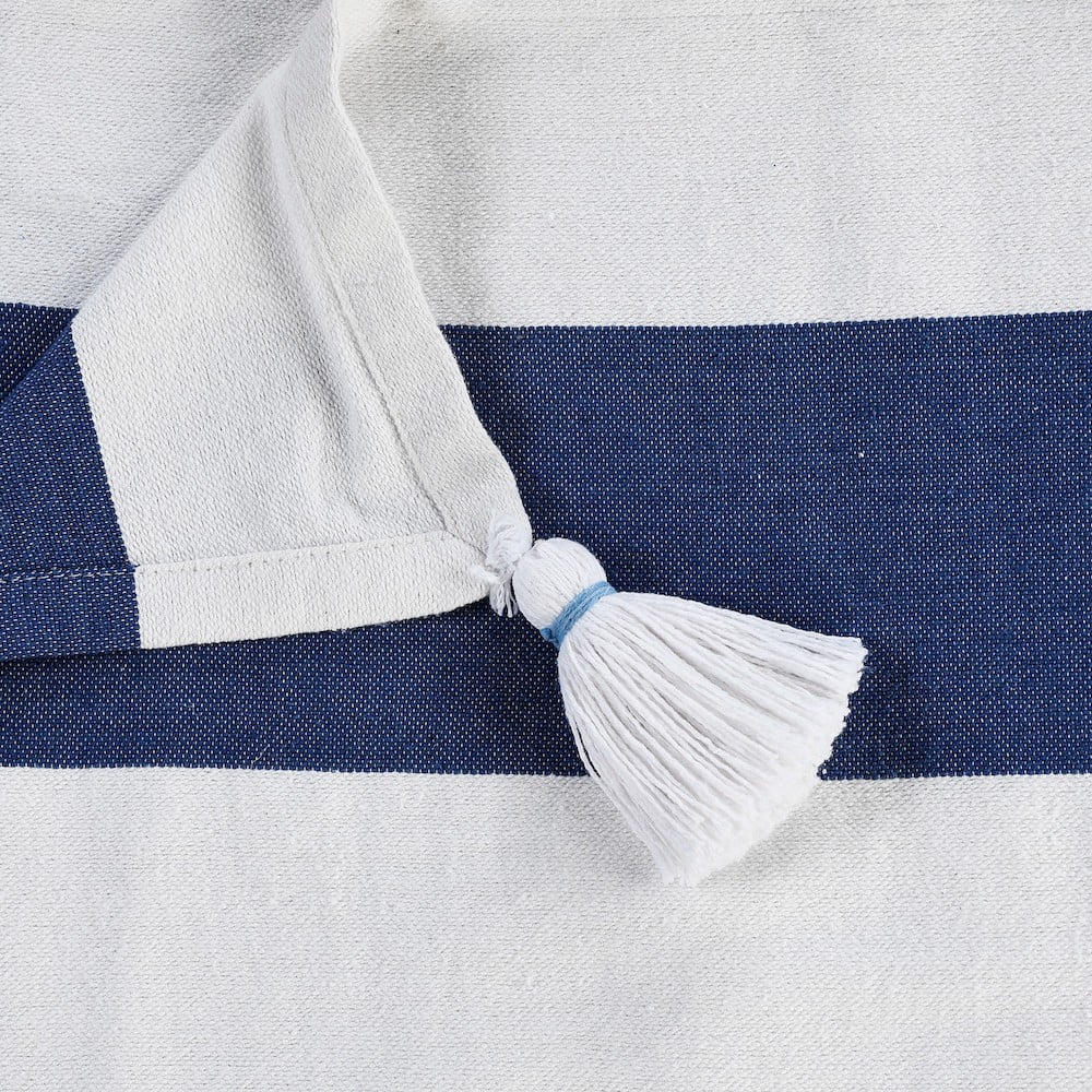 Ox Bay Blue Striped Cotton Throw Blanket, 50" x 60"
