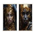 thumbnail image 2 of Designart "Vintage Tribal Glamour Gorgeous Boho Chic Woman I" Boho Woman Framed Wall Art Set Of 2 - Glam Black Gallery Wall Frame Set For Home Decor, 2 of 6