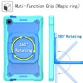 thumbnail image 4 of Kids Durable Handle Case for Samsung Galaxy Tab A7 Lite 8.7" 2021 SM-T225 / SM-T220, Silicone PC Heavy Duty Protection 360 Rotating Ring Stand/Adjustable Shoulder Strap, Mint+Blue, 4 of 8