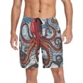 thumbnail image 4 of joogoo Mens Swim Trunks Art Red Octopus Beach Shorts Drawstring Elastic Waist Swimwear Bathing Suits L, 4 of 7