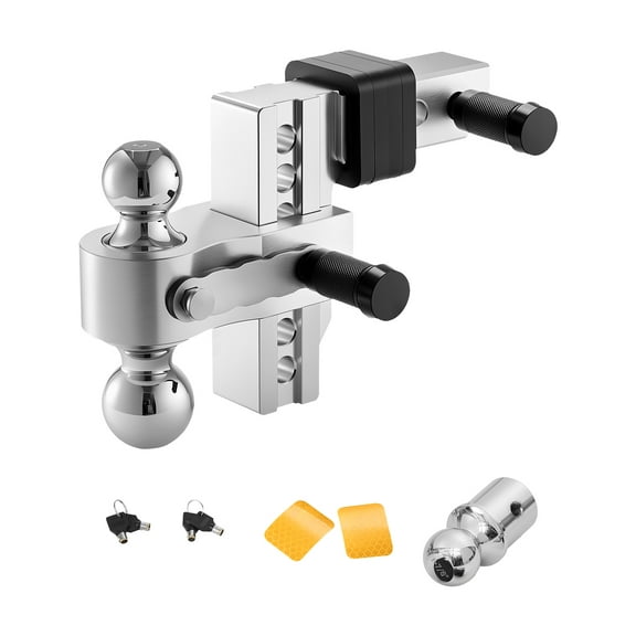 VEVOR Adjustable Trailer Hitch, 6-Inch Drop Hitch, Tri-Ball Mount for 2-Inch Hitch Receiver, Trailer Ball Size 1-7/8", 2" and 2-5/16",Max 15000 lbs Ball Hitch,Towing Hitch for RVs, ATVs, and Trucks