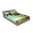 thumbnail image 2 of Ambesonne Tropical Fitted Sheet & Pillow Sham Set, Sunset Pacific Dusk, Queen, Green Brown, 2 of 2