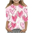 thumbnail image 2 of Spazoro Toddler Girls 3/4 Sleeve Shirts, Love Print Round Neck Spring and Fall Casual Fashionable Tops for Girls Multicolor Size 5-6T, 2 of 5