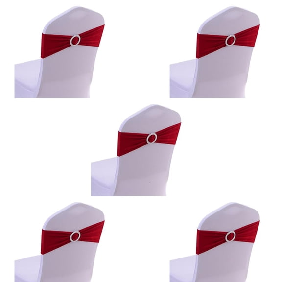 Hugjasmine Spandexs Chair Sashes Bows Stretch Chair Cover Band with Buckle Chair Tie