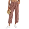 thumbnail image 4 of Sevevn Women's Fall Corduroy Pleated Draped Straight-Leg Roll-Cuff Pants Versatile Comfortable Casual Outdoor Pants with Pockets, 4 of 9