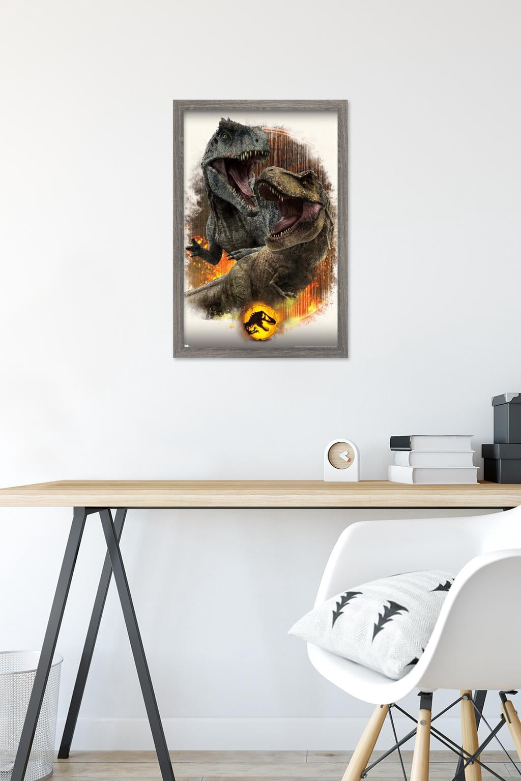 Jurassic World: Dominion - Giga Vs T. Rex Wall Poster, 14.725" x 22.375" Framed