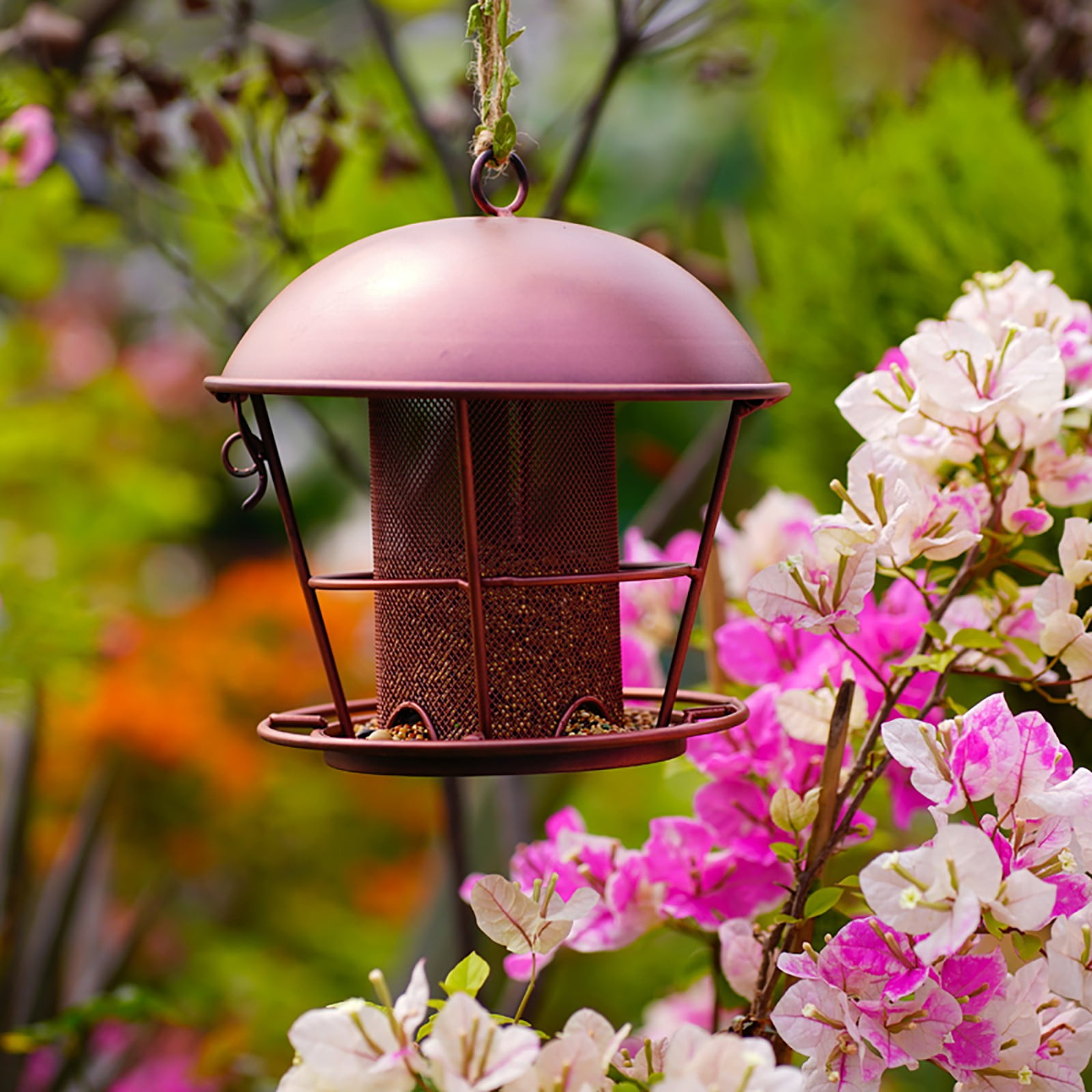 Outdoor Metal Dome Bird Feeder Garden Wrought Iron Decor, Hummingbird Feeder, Bird Feeder, Bird Feeder for Outdoors Hanging, Window Bird Feeder
