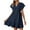 Navy, variant on fheaev Summer Dresses For Women 2024 Short Sleeve V-Neck Drawstring Casual Ruffle A-Line Swing Mini Babydoll Dress