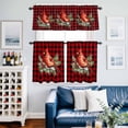 thumbnail image 2 of Christmas Cardinal Birds Kitchen Curtains Sets for Windows 36 Inch Length, Buffalo Checker Xmas Pine Tree Rod Pocket Window Treatments Tier Curtains and Valances Set for Bedroom/Bathroom, 2 of 8