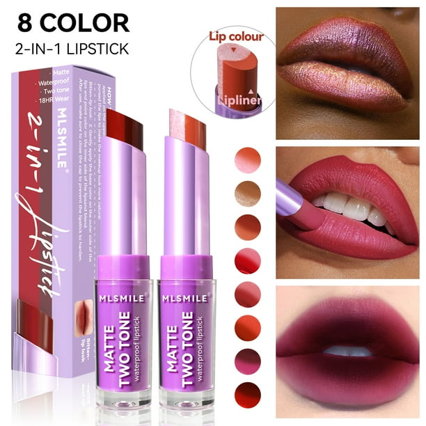 BEUKING Pink Lip Gloss Two Tone Matte Lipstick, Long Lasting