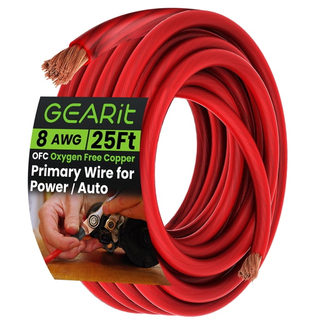 Cable GEARit 8 AWG Cobre Libre de Oxígeno 7,5 m Rojo