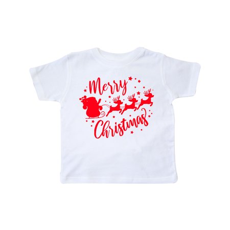 

Inktastic Merry Christmas Santa and reindeer red silhouette Gift Toddler Boy or Toddler Girl T-Shirt