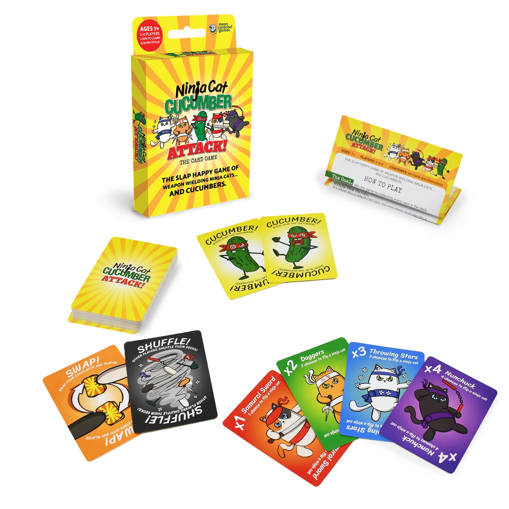 Ninja Cat Cucumber Attack Family Card Game for Ages 7 and up, from Asmodee