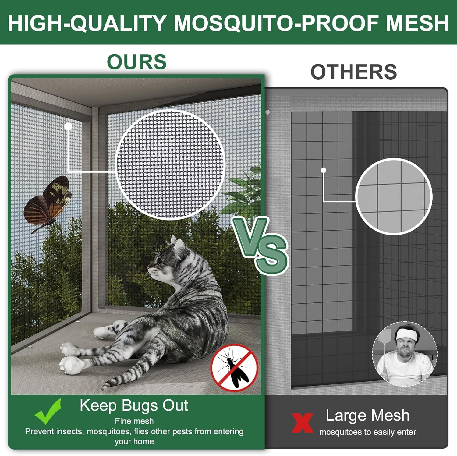 PETSCOSSET Outdoor Window Catio Enclosure with Mesh, Wooden Small Pet Perch House Hammock, All-Weather Design