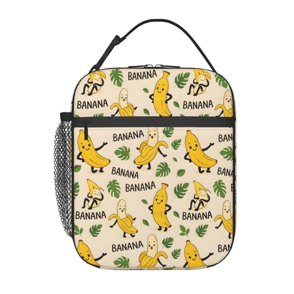 Cute Banana Lunch Bag Reusable Thermal Lunch Box with Handle for Women and Men