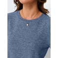 thumbnail image 5 of Women'S Tops Sweater Long Tunic Dressy Casual Blouses Business Cute Trendy Short Sleeve Shirt Blue M, 5 of 9