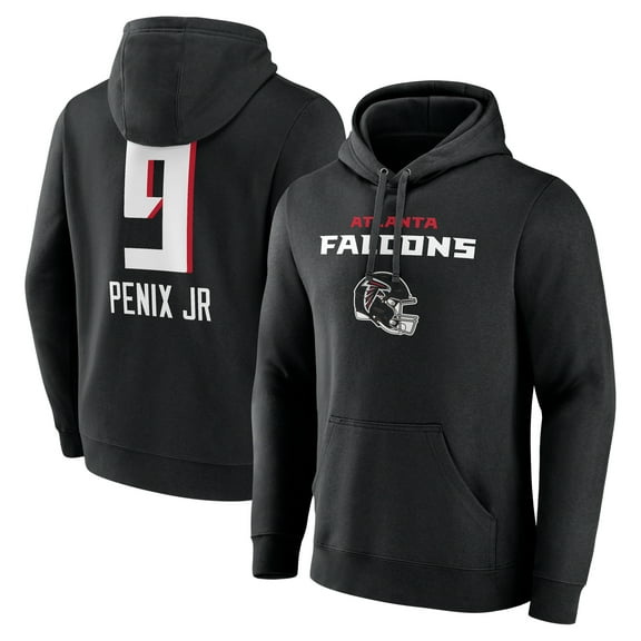 Men's Michael Penix Jr. Black Atlanta Falcons Name & Number Team Wordmark Pullover Hoodie