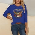thumbnail image 6 of Women Printed Everyday T Shirt Top, Round Neck Casual Blouse, 3/4 Sleeve Pullover, USA 250th Anniversary Polyester Loose Fit Summer Wear, 6 of 7