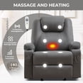 thumbnail image 3 of JMYMRY Recliner Chair with Heat and Massage, PU Leather, Adjustable Angle, Cup Holder, Side Pocket and USB Charge Port for Living Room, Grey, 3 of 9