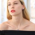 thumbnail image 3 of Gem Stone King 925 Sterling Silver Blue Created Sapphire Pendant and Earrings Jewelry Set for Women (4.00 Cttw, Gemstone September Birthstone, Oval 8X6MM and 7X5MM, with 18 inch Silver Chain), 3 of 4