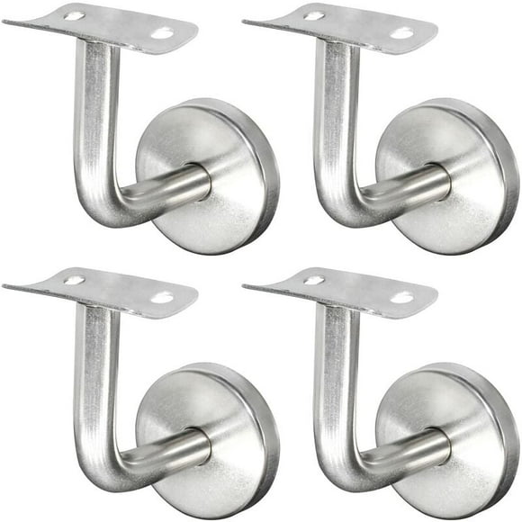 304 Stainless Steel Handrail Bracket for Staircase Railing Wall Mount Wooden Railing Silver (4 Pieces)