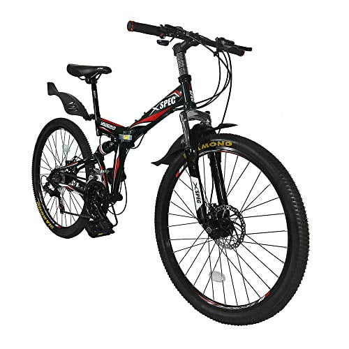 Xspec 26" 21 Speed Folding Mountain Bike Bicycle Trail Commuter Shimano Black