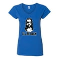 thumbnail image 2 of Wild Bobby Jesus: Ill Be Back Inspirational/Christian Women Standard V-Neck Tee, Royal, Medium, 2 of 5