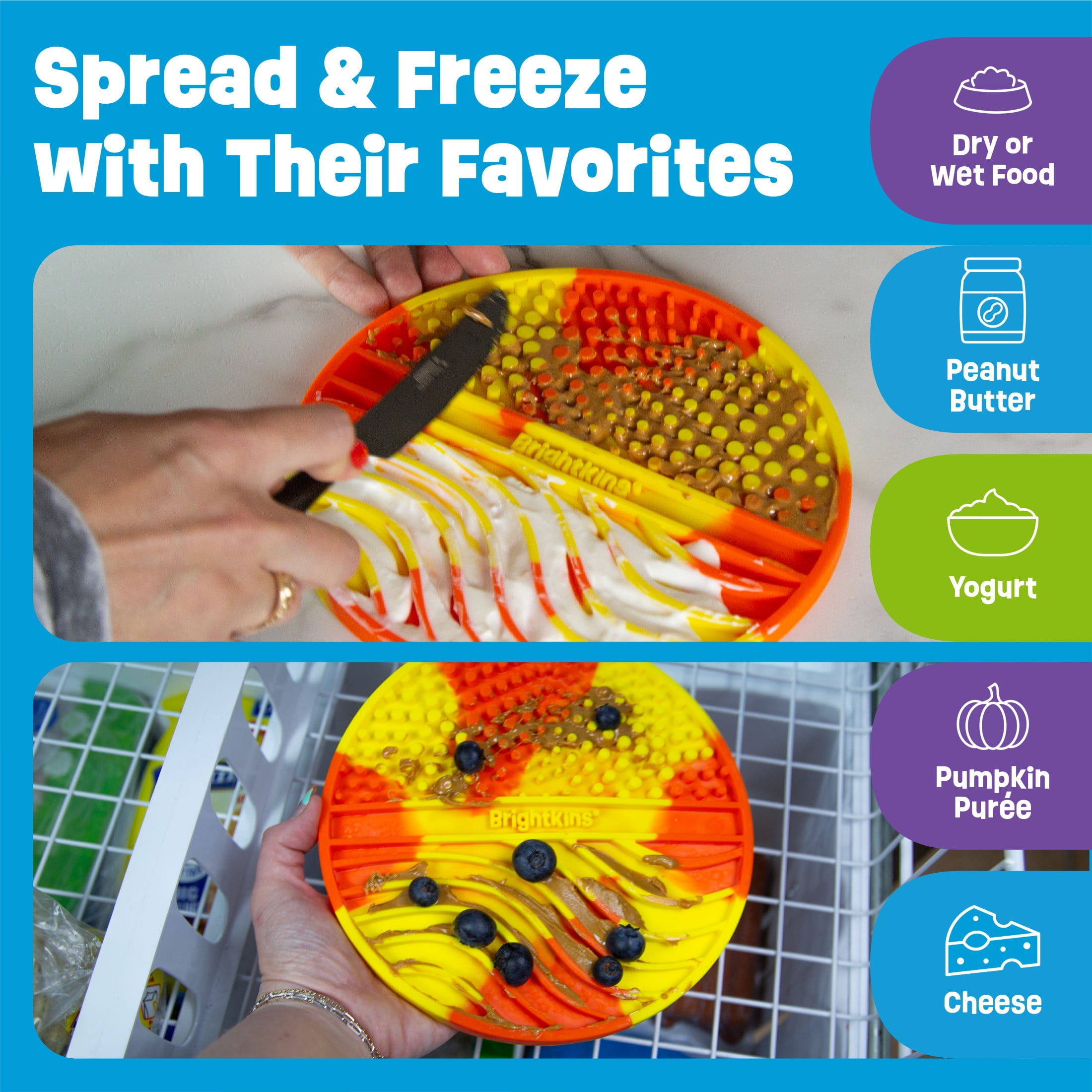 Brightkins Tie Dye Circle Lick Mat - Mental Stimulation for Dogs, Anxiety Relief for Dogs