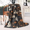 thumbnail image 2 of Halloween Ghosts Pumpkins and Haunted Houses Blanket,Comfortable Soft Flannel Throw Blanket,All Season,Warm Lightweight Blankets for Sofa Bed Couch Living Room Chair,50"x60", 2 of 4