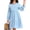 Light Blue, variant on Women Plus Size Fall Casual Long Sleeve Dress Round Neck Tiered Knitted Flared Sleeve Midi Ruffle Dress 1X-5X