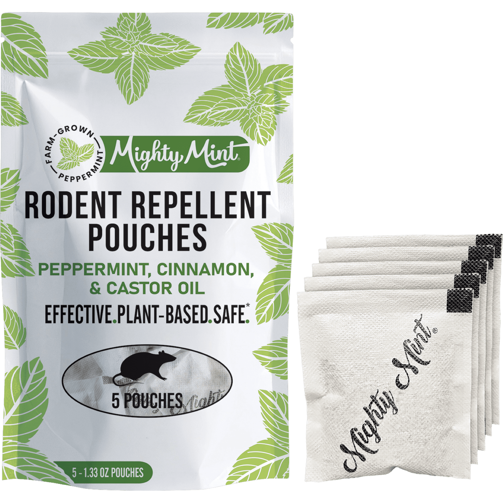 Mighty Mint Rodent Repellent/Deterrent Pouches, Peppermint, Cinnamon & Castor Oil, 5 CT