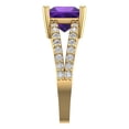 thumbnail image 3 of 2.48ct Princess Cut Purple Natural Amethyst 14k Yellow Gold Engraving Statement Bridal Wedding Designer Ring Size 4.5, 3 of 5