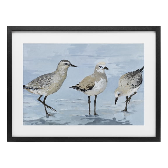 Stupell Industries Transitional Sandpipers Beach Coastal Scene Black Framed Print Under Glass, 20 x 14, by Lorenzo Collective
