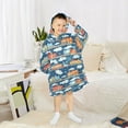 thumbnail image 6 of FORMRS Wearable Blanket Hoodie with Sleeves for Kids Cozy Flannel Sweatshirt, Blue Cute Train Pattern, 6 of 7