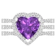 thumbnail image 2 of Dazzlingrock Collection 9mm Heart Shaped Center Amethyst with Round White Diamond Halo Style Engagement Ring Set for Women (0.63 ctw, Color I-J, Color I2-I3) in 925 Sterling Silver, Size 4.5, 2 of 4