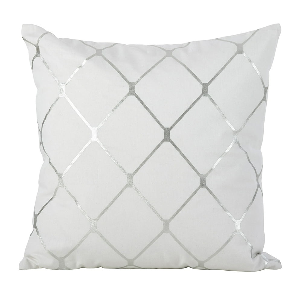 Greta Metallic Diamond Decorative Throw Pillow (Silver)