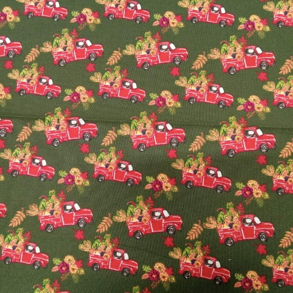 Harvest Farm Trucks Cotton Fabric