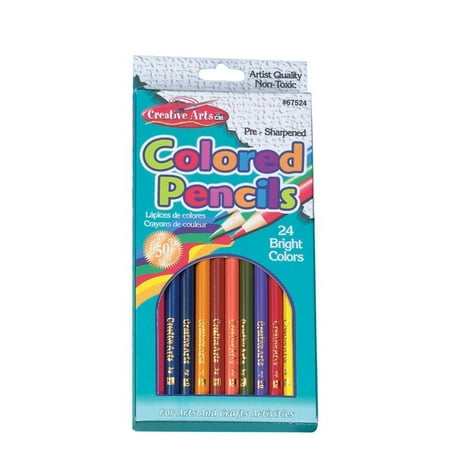 Pre-Sharpened Colored Pencils, Assorted Colors. 7 Inches, Non-Toxic, 24 Pencils in Hang Tab Box (67524), Artist quality pencils By Charles