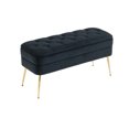 thumbnail image 3 of Storage Ottoman Bench, Velvet Upholstered Seat Ottoman Storage Bench with Golden Legs, Bedroom End Bench with Safety Hinge, Padded Blanket Chest for Living Room & Bedroom, 40.9" Width, Black, 3 of 9