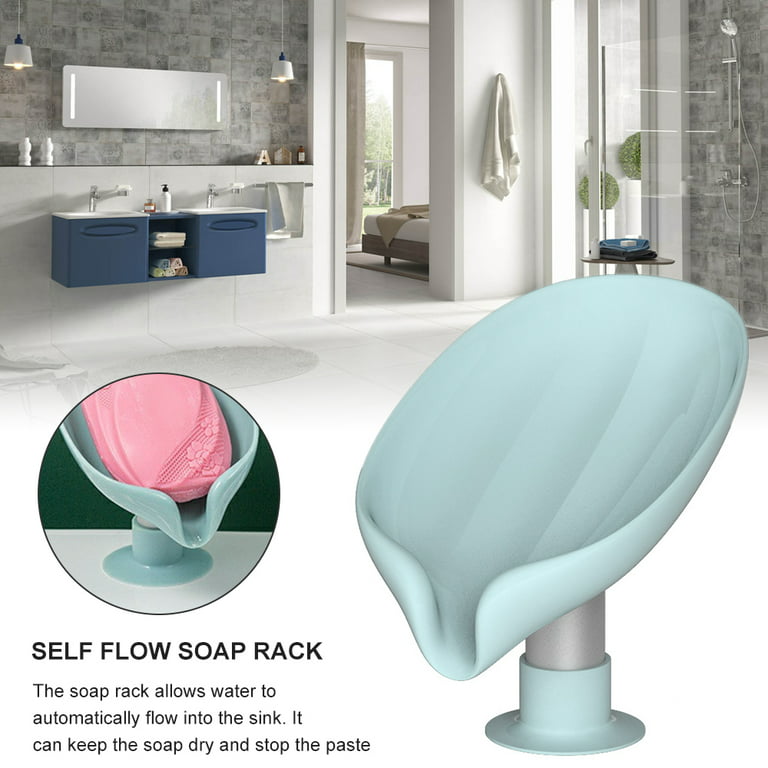 1pcs Suction Cup Soap Dish Box For Bathroom Shower Soap Holder With Drain  Portable Leaf Shape Toilet Laundry Soap Rack Tray