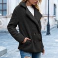 thumbnail image 3 of JULMCOMO Sherpa Fleece Jackets for Women Plus Size Lapel Collar Button Soft Fuzzy Teddy Coats Casual Warm Winter Outerwear with Pockets Black XL, 3 of 5