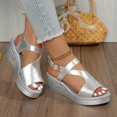 thumbnail image 6 of Viluyesy Womens Wedge Sandals, Peep Toe Comfortable Ankle Strap Ladies Elegant Party Wedding Shoes Silver US6, 6 of 9