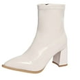 thumbnail image 2 of Viluyesy Womens Mid Calf Boots, Zipper Ponited Toe Block Heels Fashion Elegant Dress Boots White US9, 2 of 9