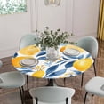 thumbnail image 5 of Summer Lemon Round Tablecloth for 45-54 Inch Tables,Fitted Table Cover with Elastic Edge,Spring Pastoral Watercolor Fruit Blue Yellow Waterproof Outdoor Table Cloth Protector for Patio Garden Dinner, 5 of 9