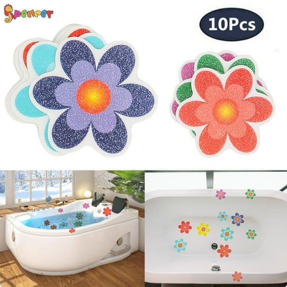 Spencer 20 Pcs Non Slip Bathtub Stickers Safety Shower Treads Adhesive Decals Bright Flowers Appliques with Premium Scraper