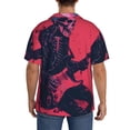 thumbnail image 3 of Gukieu Rock Skull Guitarist Print Men's Short-sleeved Shirts, Button-down Pocket Shirts, T-shirts, Beach Vacation Travel Summer Clothing-4X-Large, 3 of 5