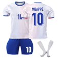 thumbnail image 1 of Sien 2425 Équipe Nationale Française Match Extérieur Maillot de Soccer à Rayures Rouges et Bleues, 10 MBAPPE Manches Courtes Maillot de Soccer Été, Ensemble de 3 Pcs pour Sports Extérieurs Adultes, 10/2TG, 1 of 1