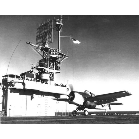Canvas Print A U.S. Navy Grumman FM-1 Wildcat of Composite Squadron 12 (VC-12) takes off from the deck of the USS Stretched Canvas 10 x