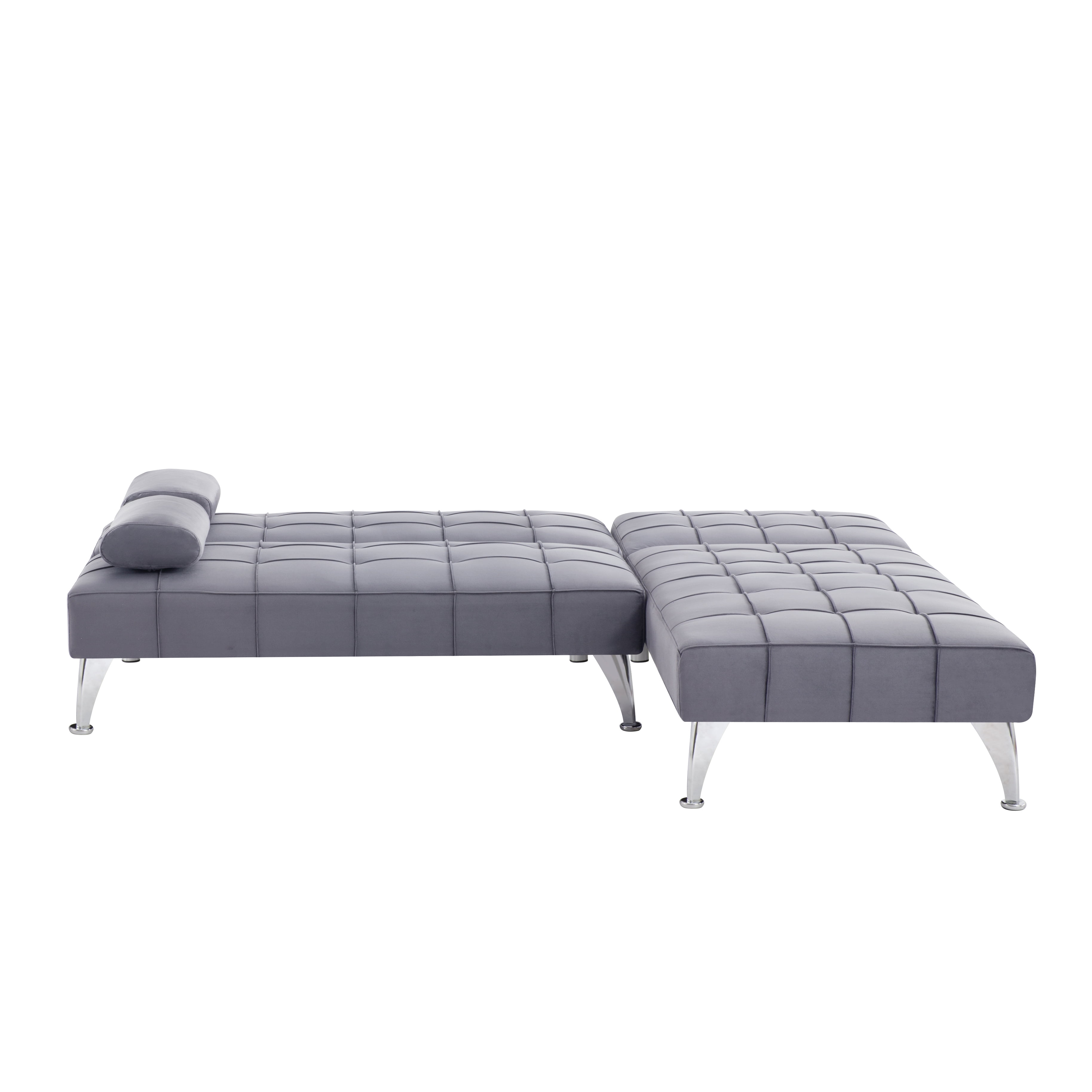 Gewnee 78.35”L-Shaped Velvet Reversible Sectional Sleeper Sofa,Futon Sofa with Adjustable Split Back & Chaise,Couch for Home,Office and Guest Room.Dark Grey
